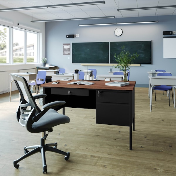 Flash Furniture 30 in D X Walnut, 47.75 in W X GC-M-BLK-173-WLN-GG - main